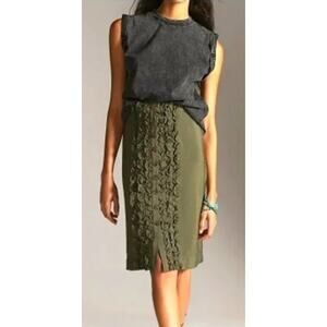 Anthropologie Maeve Ruffle-Front Midi Skirt – Size 6